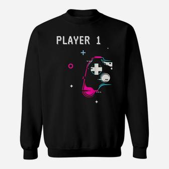 Cute Player 1 Player 2 Matching Couple Tshirt Gamer Sweatshirt | Crazezy AU
