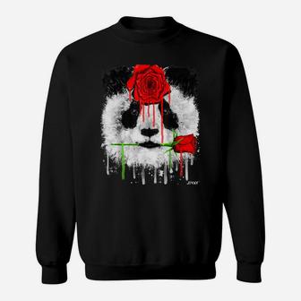 Cute Red Rose Flower And Panda Animal Graphic Gift Idea Sweatshirt | Crazezy AU
