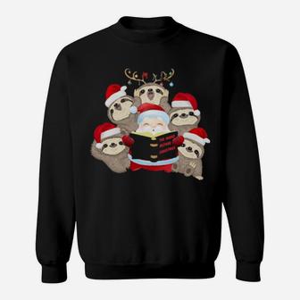 Cute Santa Claus With Sloths Sweatshirt - Monsterry