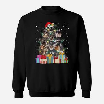 Cute Schnauzer Dog Christmas Tree Lights Pet Puppy Dad Mom Sweatshirt | Crazezy