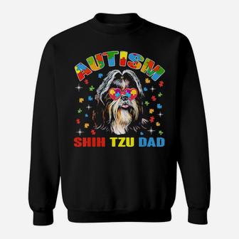 Cute Shih Tzu Lover Autism Awareness Dog Dad Sweatshirt - Monsterry