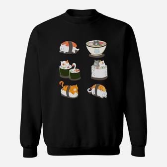 Cute Sushi And Cats Japanese Sashimi Ca Sweatshirt - Thegiftio