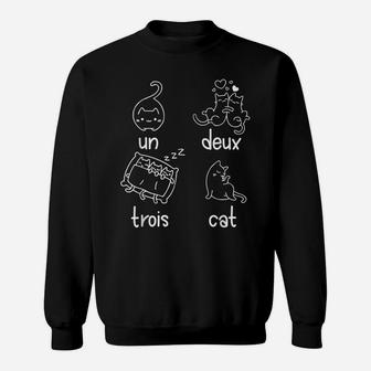 Cute Un Deux Trois Cat Loving French 1-2-3-4 Counting Kitty Sweatshirt | Crazezy DE