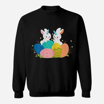 Cute Unicorn Bunny Girls Toddler Eggs Hunting Easter Pajama Sweatshirt | Crazezy