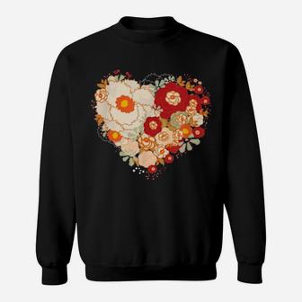 Cute Valentines Day Flowers Heart Women Sweatshirt - Monsterry UK