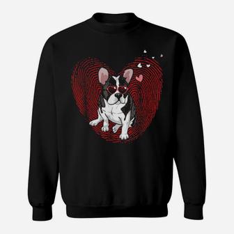 Cute Valentine's Day French Bulldog Heart Dog Sweatshirt - Monsterry