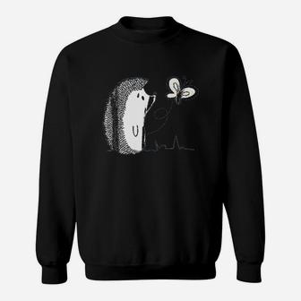 Cute Vintage Hedgehog And Butterfly Art Sweatshirt | Crazezy