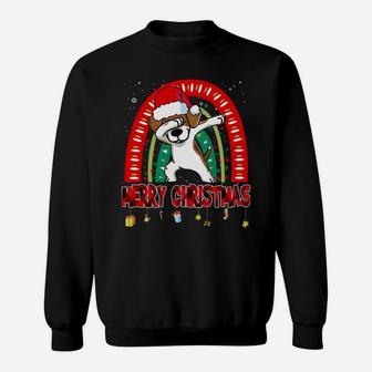 Dabbing Beagle Dog Boho Rainbow Funny Merry Christmas Sweatshirt Sweatshirt | Crazezy UK