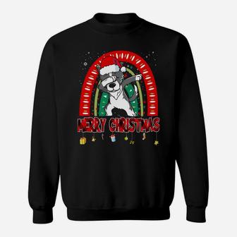 Dabbing Border Collie Dog Boho Rainbow Funny Christmas Sweatshirt | Crazezy