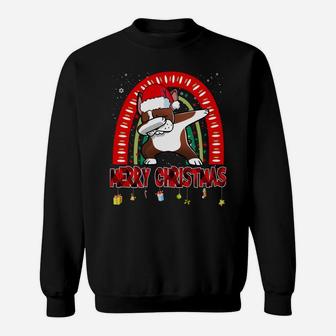 Dabbing Boston Terrier Dog Boho Rainbow Funny Christmas Sweatshirt | Crazezy