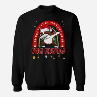 Dabbing Boston Terrier Dog Boho Rainbow Funny Christmas Sweatshirt Sweatshirt | Crazezy