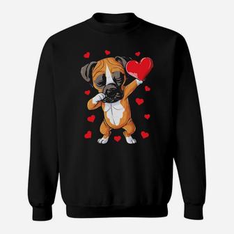 Dabbing Boxer Valentines Day Dog Lover Heart Sweatshirt - Monsterry DE