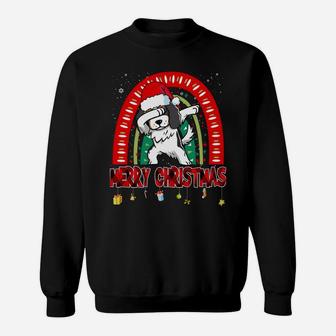 Dabbing Cavalier Dog Boho Rainbow Funny Merry Christmas Sweatshirt | Crazezy