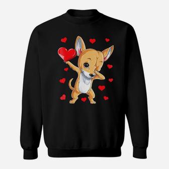 Dabbing Chihuahua Valentines Day Dog Lover Heart Boys Sweatshirt - Monsterry AU