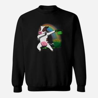 Dabbing Cow Leprechaun St Patricks Day Lucky Sweatshirt - Thegiftio UK