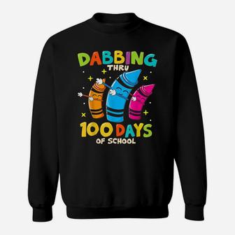 Dabbing Crayons Kids 100 Days School Lover Shirt Boys Girls Sweatshirt | Crazezy CA
