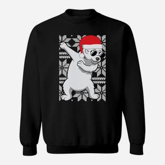Dabbing Dab Polar Bear Ugly Christmas Gift Funny Holiday Sweatshirt Sweatshirt | Crazezy