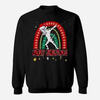 Dabbing Dalmatian Dog Boho Rainbow Funny Merry Christmas Sweatshirt | Crazezy CA