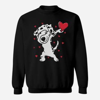 Dabbing Dalmatian Funny Valentines Day Sweatshirt - Monsterry CA