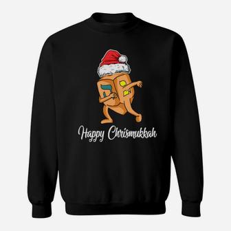 Dabbing Dreidel Santa Happy Chrismukkah Hanukkah Costume Sweatshirt - Monsterry