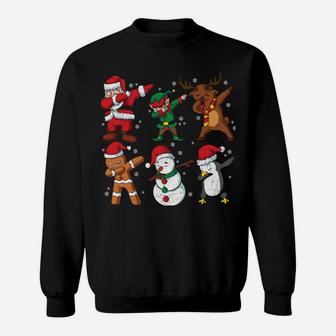 Dabbing Elf Penguin Reindeer Dab Santa Sweatshirt Sweatshirt | Crazezy