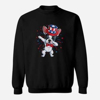 Dabbing French Bulldog 4Th Of July American Flag Sweatshirt - Monsterry