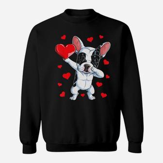 Dabbing French Bulldog Valentines Day Dog Heart Boys Sweatshirt - Monsterry