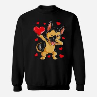 Dabbing German Shepherd Valentines Day Dog Heart Boys Sweatshirt - Monsterry