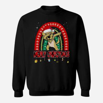 Dabbing Golden Retriever Dog Boho Rainbow Funny Christmas Sweatshirt | Crazezy