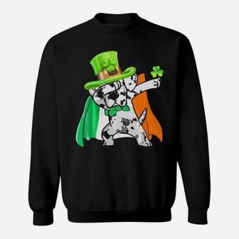 Dabbing Great Dane Irish Flag Cape St Patricks Day Sweatshirt - Monsterry
