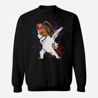 Dabbing Papillon Patriotic 4Th Of July Sweatshirt - Monsterry