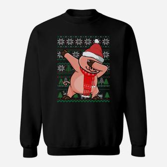 Dabbing Pig Ugly Christmas Sweater Funny Xmas Party Costume Sweatshirt Sweatshirt | Crazezy CA