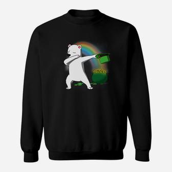 Dabbing Polar Bear Leprechaun St Patricks Day Lucky Sweatshirt - Thegiftio UK