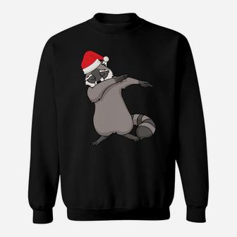 Dabbing Raccoon With Santa Claus Hat Christmas Dab Dance Sweatshirt | Crazezy UK