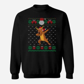 Dabbing Reindeer, Ugly Christmas Sweater Xmas Dab Kids Boys Sweatshirt Sweatshirt | Crazezy AU
