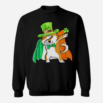 Dabbing Shiba Inu With Irish Flag Cape St Patricks Day Sweatshirt - Monsterry CA