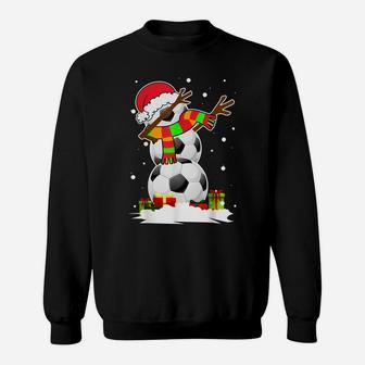 Dabbing Snowman Soccer Christmas Funny Dab Ball Gift Sweatshirt | Crazezy