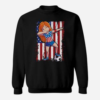 Dabbing Soccer Girl 4Th Of July American Flag Usa Us Sweatshirt - Monsterry DE