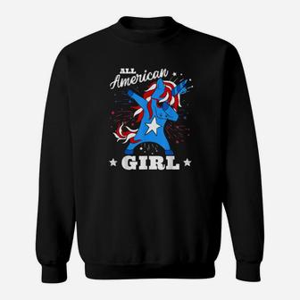 Dabbing Unicorn 4Th Of July Girls Patriotic American Sweatshirt - Monsterry