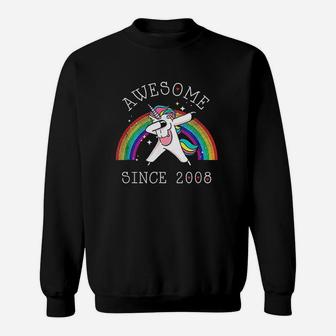 Dabbing Unicorn Birthday Girl Gifts 13 Years Old Since 2008 Sweatshirt | Crazezy