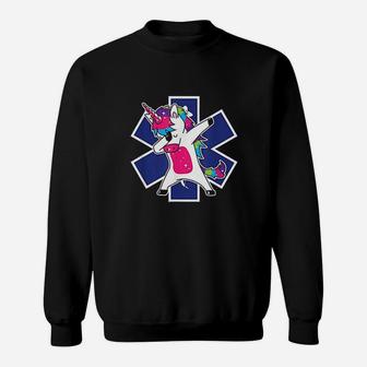 Dabbing Unicorn Ems Emt Nurse Medic Doctor Funny Sweatshirt | Crazezy AU