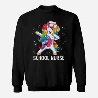 Dabbing Unicorn Funny School Nurse Medical Nursing Gift Sweatshirt | Crazezy