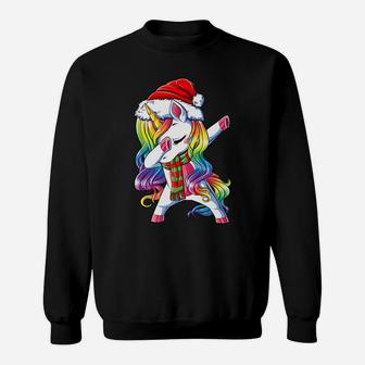 Dabbing Unicorn Santa Christmas Kids Girls Women Xmas Dab Sweatshirt | Crazezy
