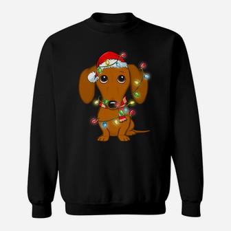 Dachshund Christmas Tree Dachshund Santa Hat Light Xmas Gift Sweatshirt Sweatshirt | Crazezy UK