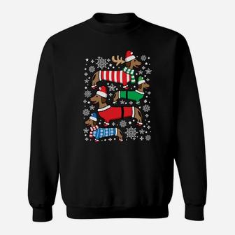 Dachshund Merry Christmas Weiner Ugly Sweatshirt Sweatshirt | Crazezy