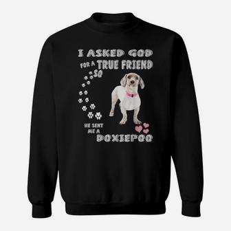 Dachshund Poodle Dog Mom, Doxiedoodle Dad Art, Cute Doxiepoo Sweatshirt | Crazezy