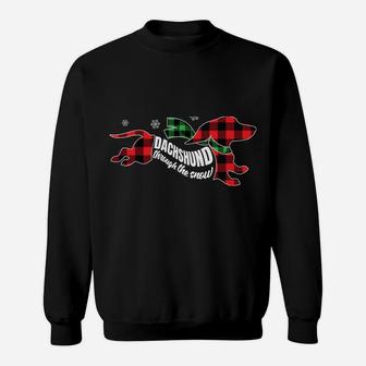 Dachshund Through The Snow Doxie Dog Plaid Christmas Gift Sweatshirt | Crazezy