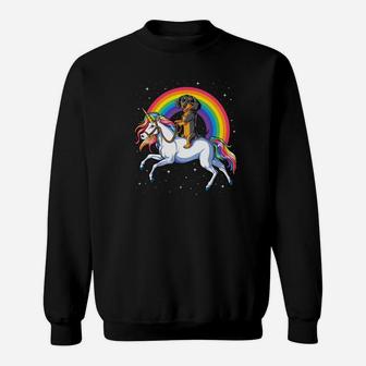 Dachshund Unicorn Kids Women Space Galaxy Rainbow Sweatshirt - Thegiftio UK