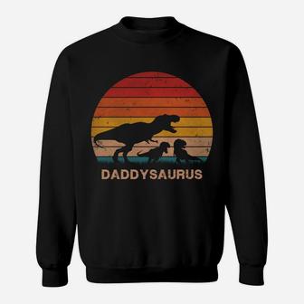 Dad Dinosaur Daddysaurus 2 Two Kids Christmas Birthday Gift Sweatshirt | Crazezy