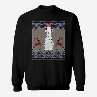 Dalmatian Dog Santa Hat Ugly Christmas Sweater Gift Sweatshirt Sweatshirt | Crazezy